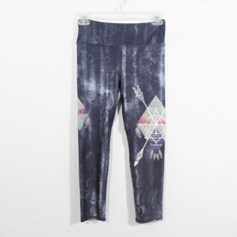 EVCR Boho Dreamcatcher Crop 9" Rise Yoga Leggings XS Athleisure Barre Pilates